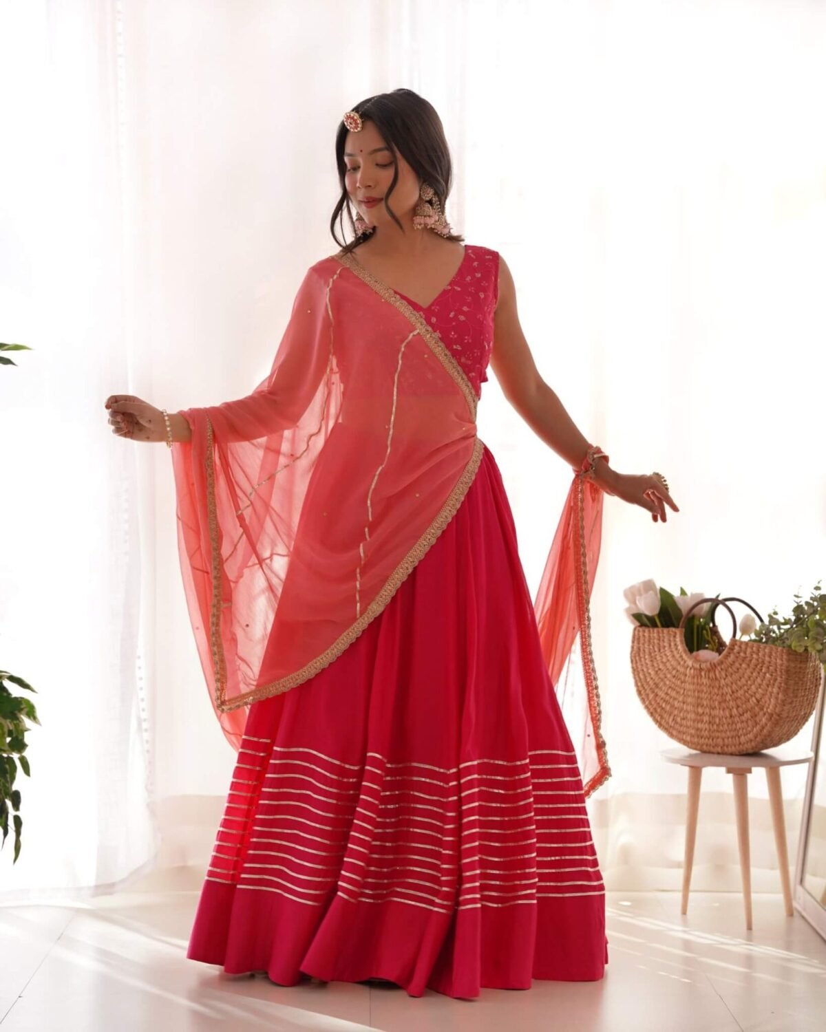 Ruby pink lehenga set