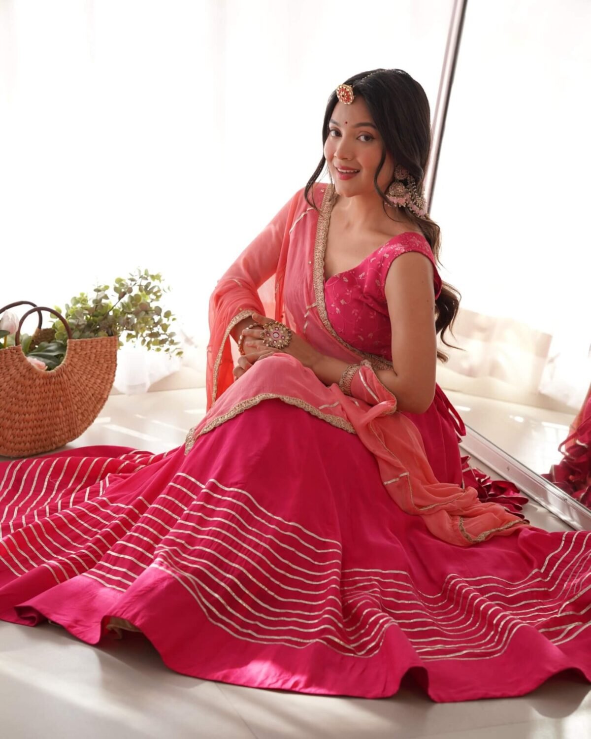 Ruby pink lehenga set