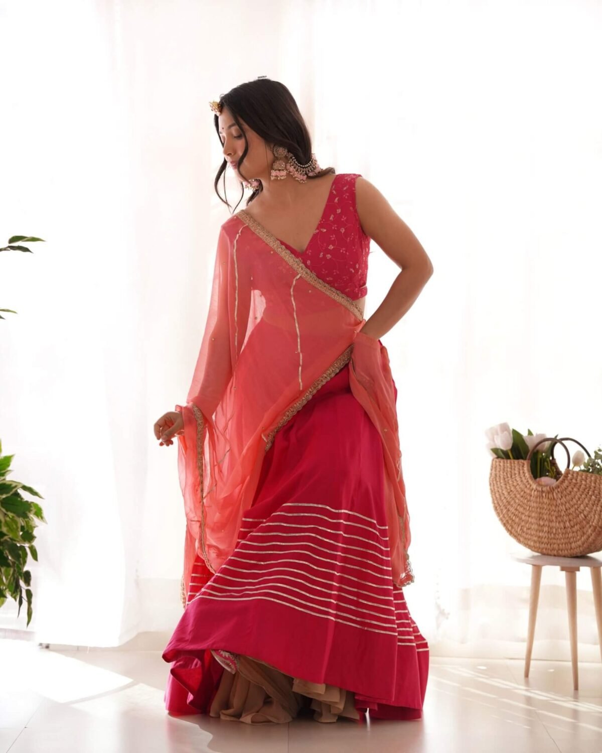 Ruby pink lehenga set