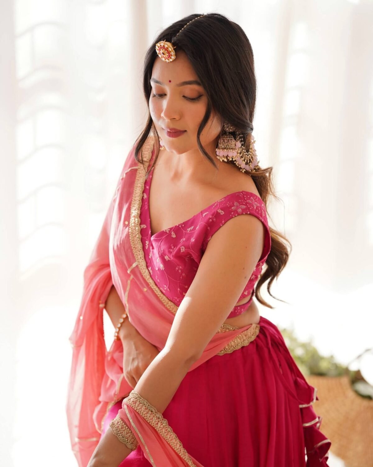 Ruby pink lehenga set