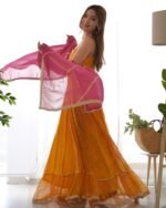 Yellow and wine anarkali set