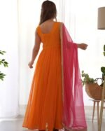 Yellow & ink angrakha anarkali set