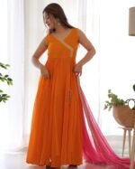 Yellow & ink angrakha anarkali set