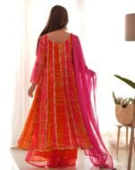 Magenta and orange anarkali set (set of 3)