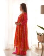 Magenta and orange anarkali set (set of 3)