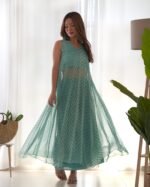 FERN GREEN LEHERIYA ANARKALI SET (SET OF 2)