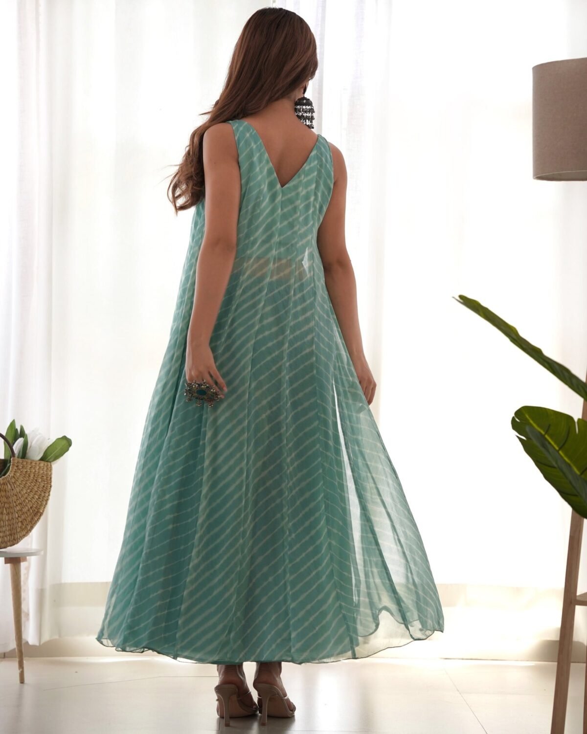 FERN GREEN LEHERIYA ANARKALI SET (SET OF 2)