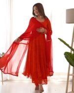 The Laal Rang anarkali set (Set of 3)