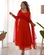The Laal Rang anarkali set (Set of 3)
