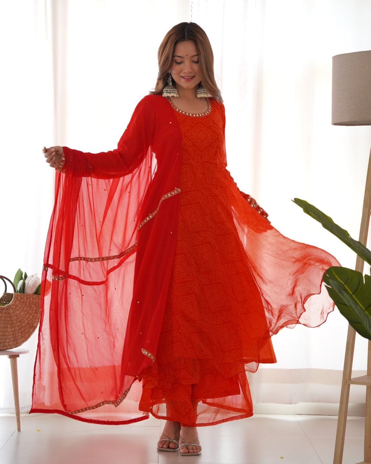 The Laal Rang anarkali set (Set of 3)