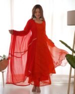 The Laal Rang anarkali set (Set of 3)