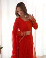 The Laal Rang anarkali set (Set of 3)