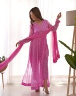 Fuchsia Pink leheriya suit set (set of 3 )