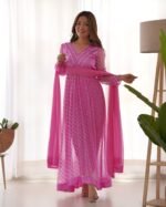 Fuchsia Pink leheriya suit set (set of 3 )