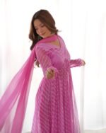 Fuchsia Pink leheriya suit set (set of 3 )
