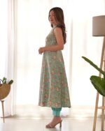 Floraly blue kurta salwar set ( set of 2)