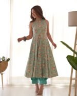 Floraly blue kurta salwar set ( set of 2)