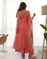 Creamy peach anarkali set (Set of 3)