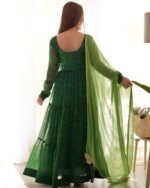 Green bandhani tiered anarkali set(Set of 2)