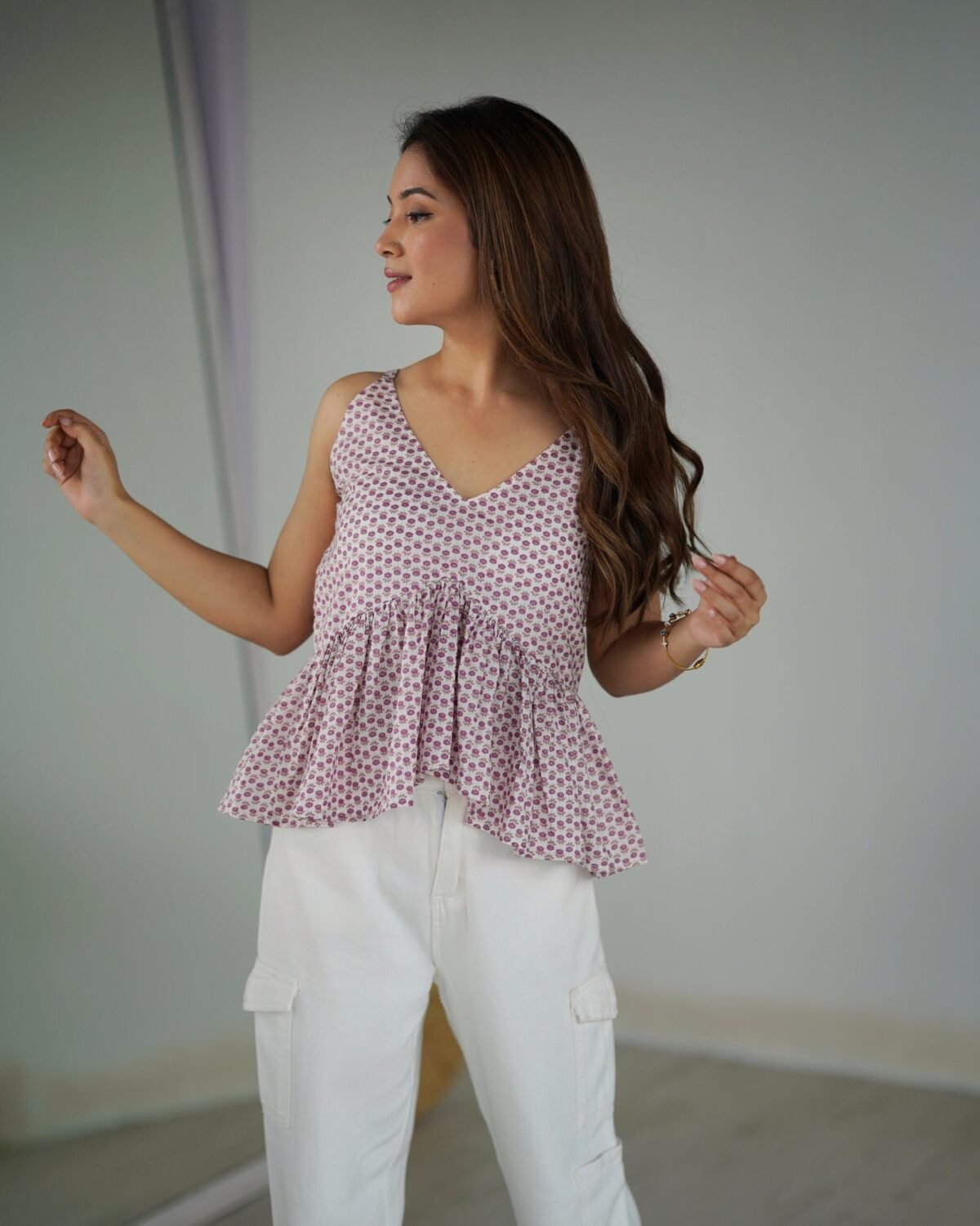 White peplum top