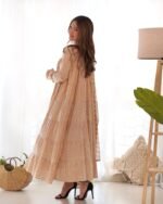 Creamy yellow tiered anarkali set