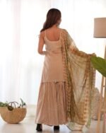 Cream yellow kurta sharara set (set of 3 )