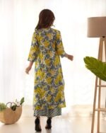 Grey & yellow kurta palazzo set (set of 2)