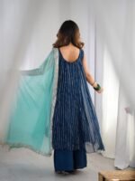 Navy blue anarkali palazzo set