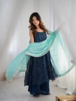 Navy blue anarkali palazzo set