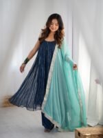 Navy blue anarkali palazzo set