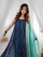 Navy blue anarkali palazzo set
