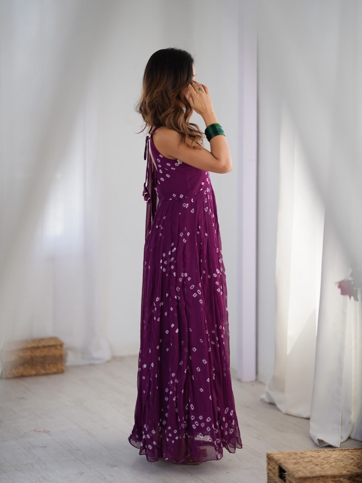 Haze bandhani anarkali set