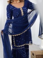 Mid night blue sharara kurta and dupatta set