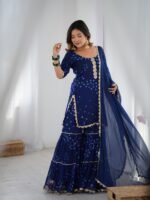 Mid night blue sharara kurta and dupatta set