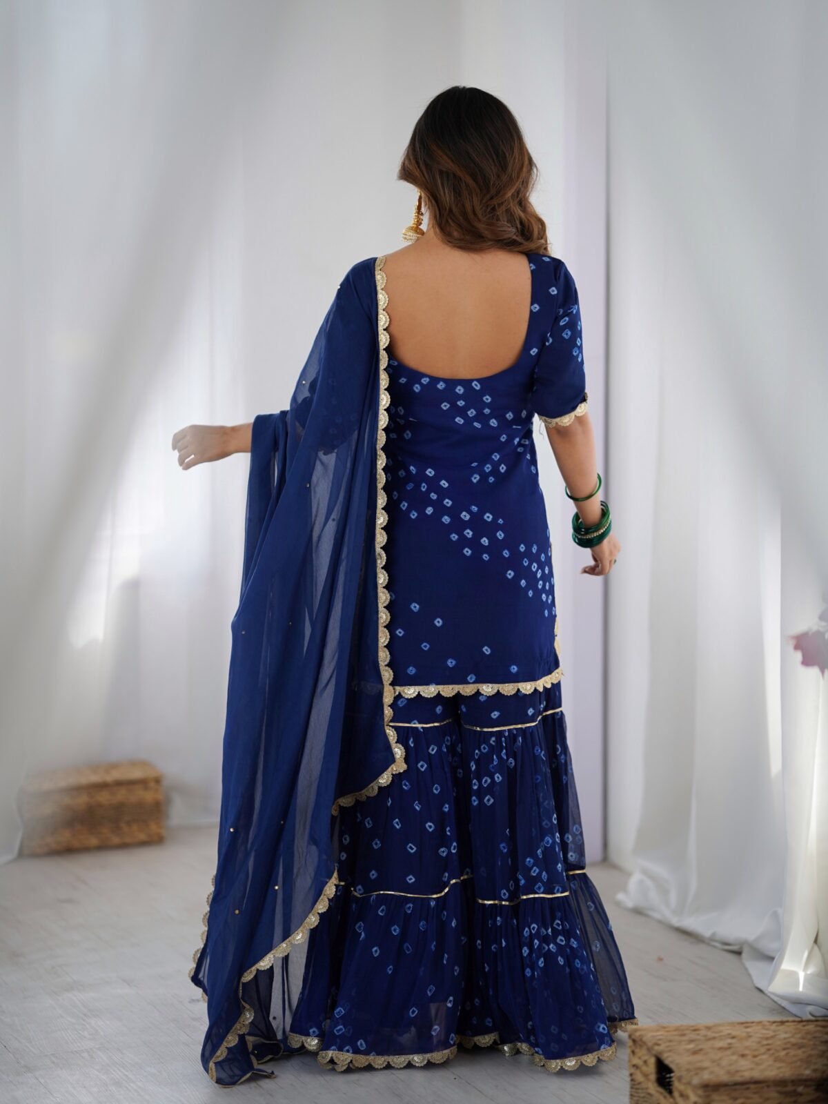 Mid night blue sharara kurta and dupatta set