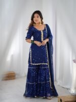 Mid night blue sharara kurta and dupatta set
