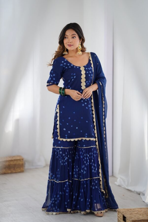 Mid night blue sharara kurta and dupatta set