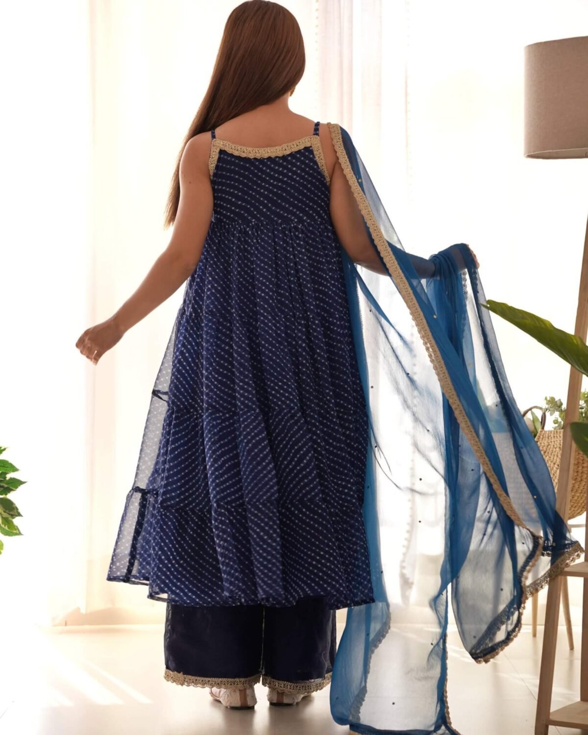 Navy blue leheriya set