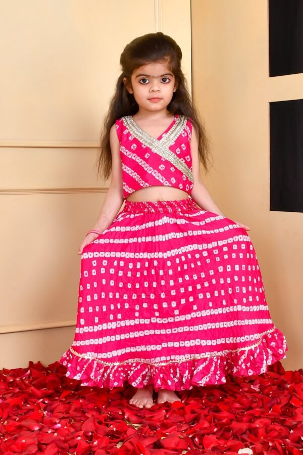 Magenta bandhani lehenga set