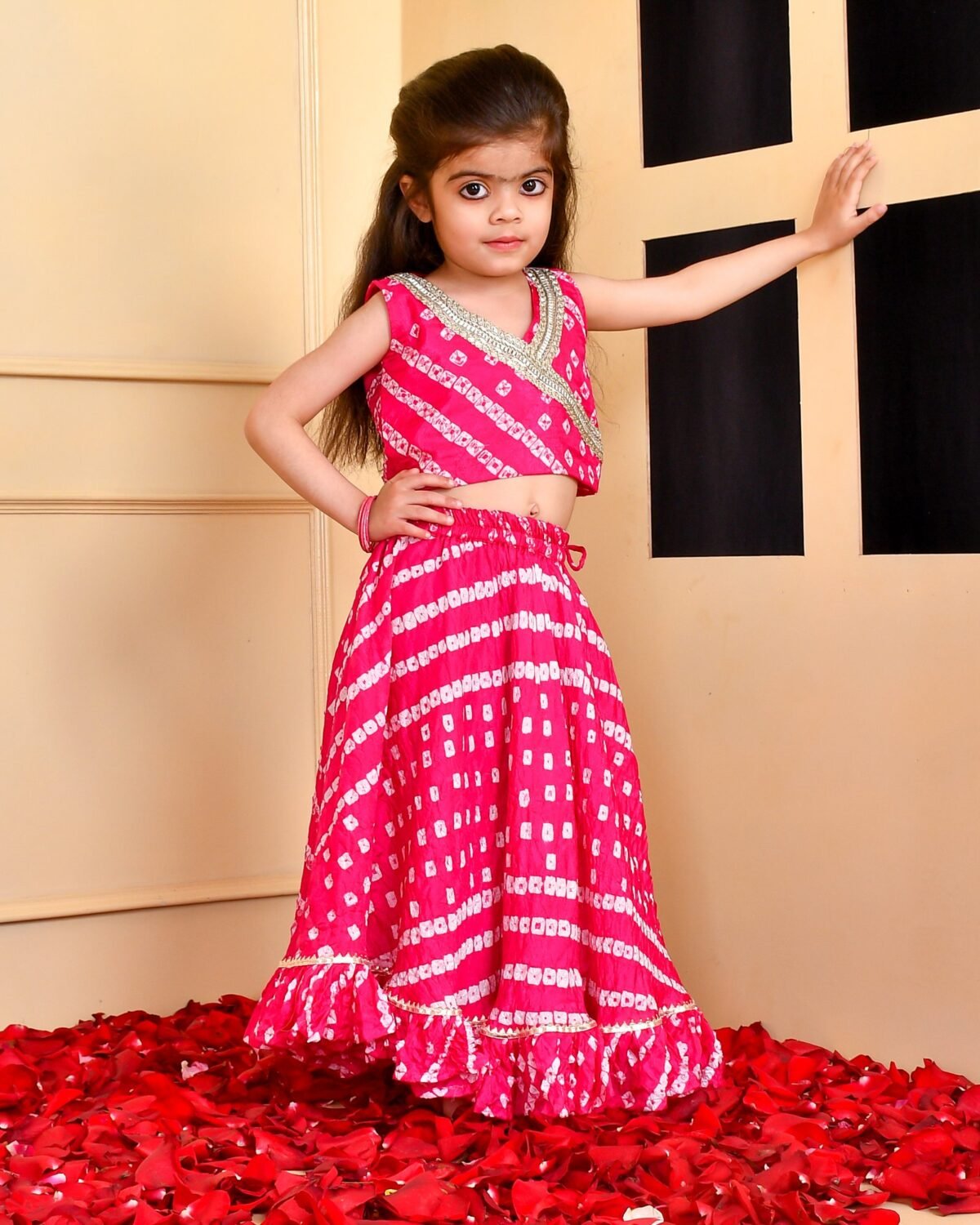 Magenta bandhani lehenga set