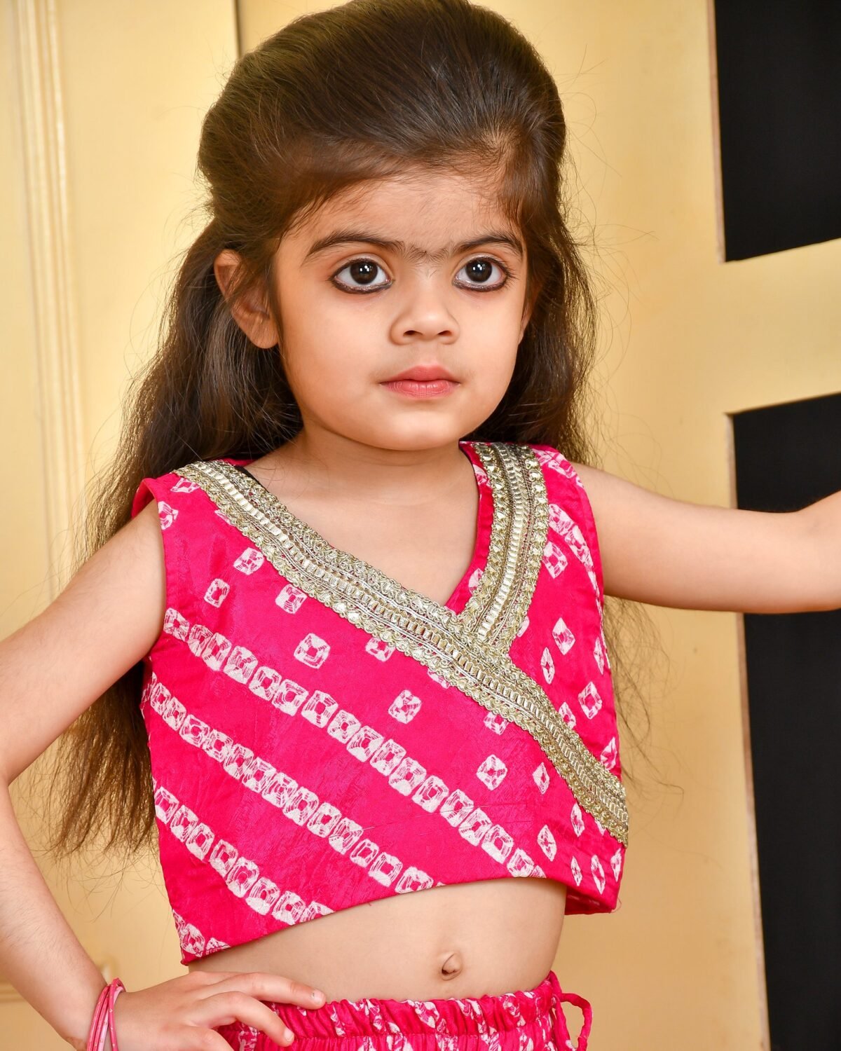 Magenta bandhani lehenga set