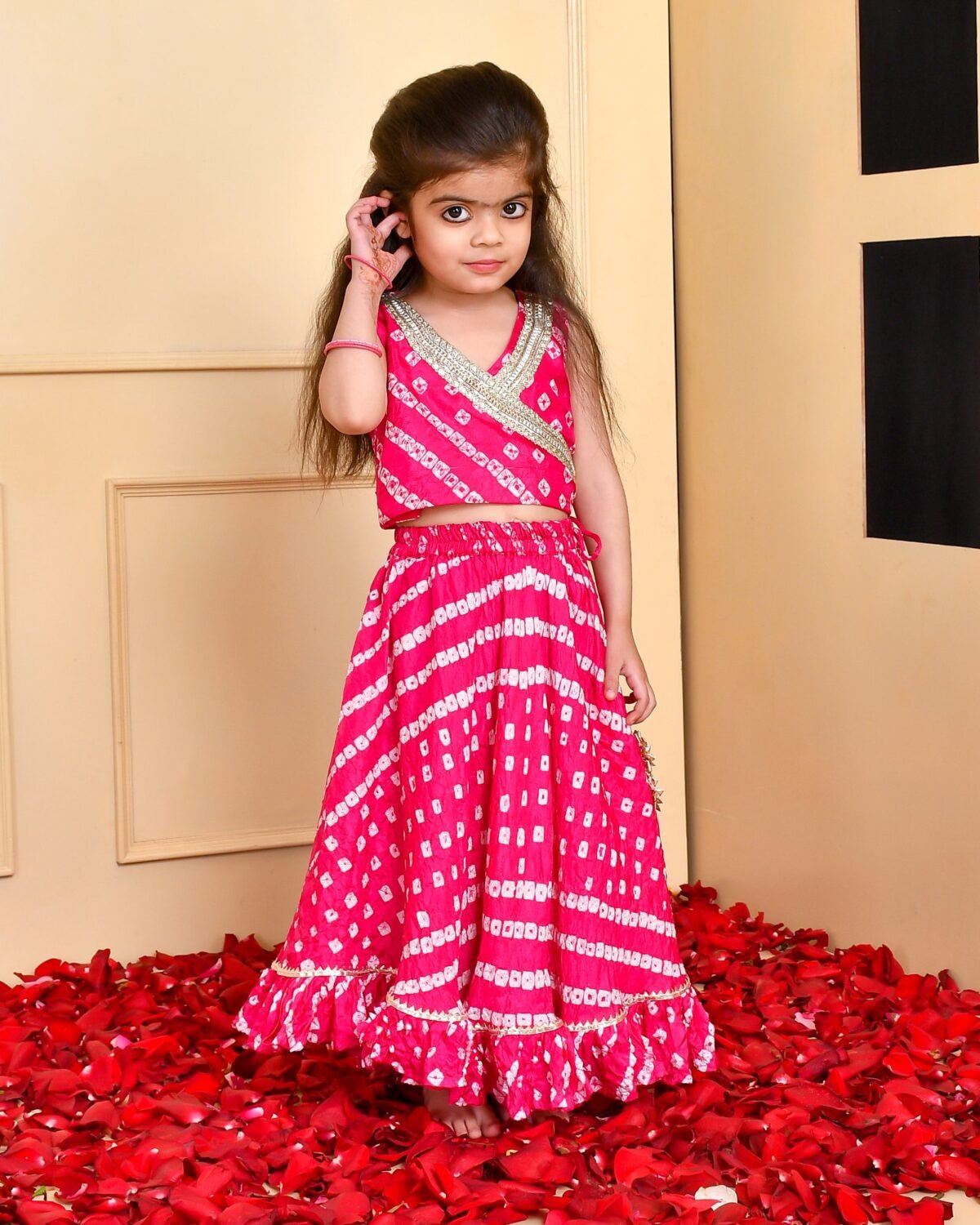 Magenta bandhani lehenga set