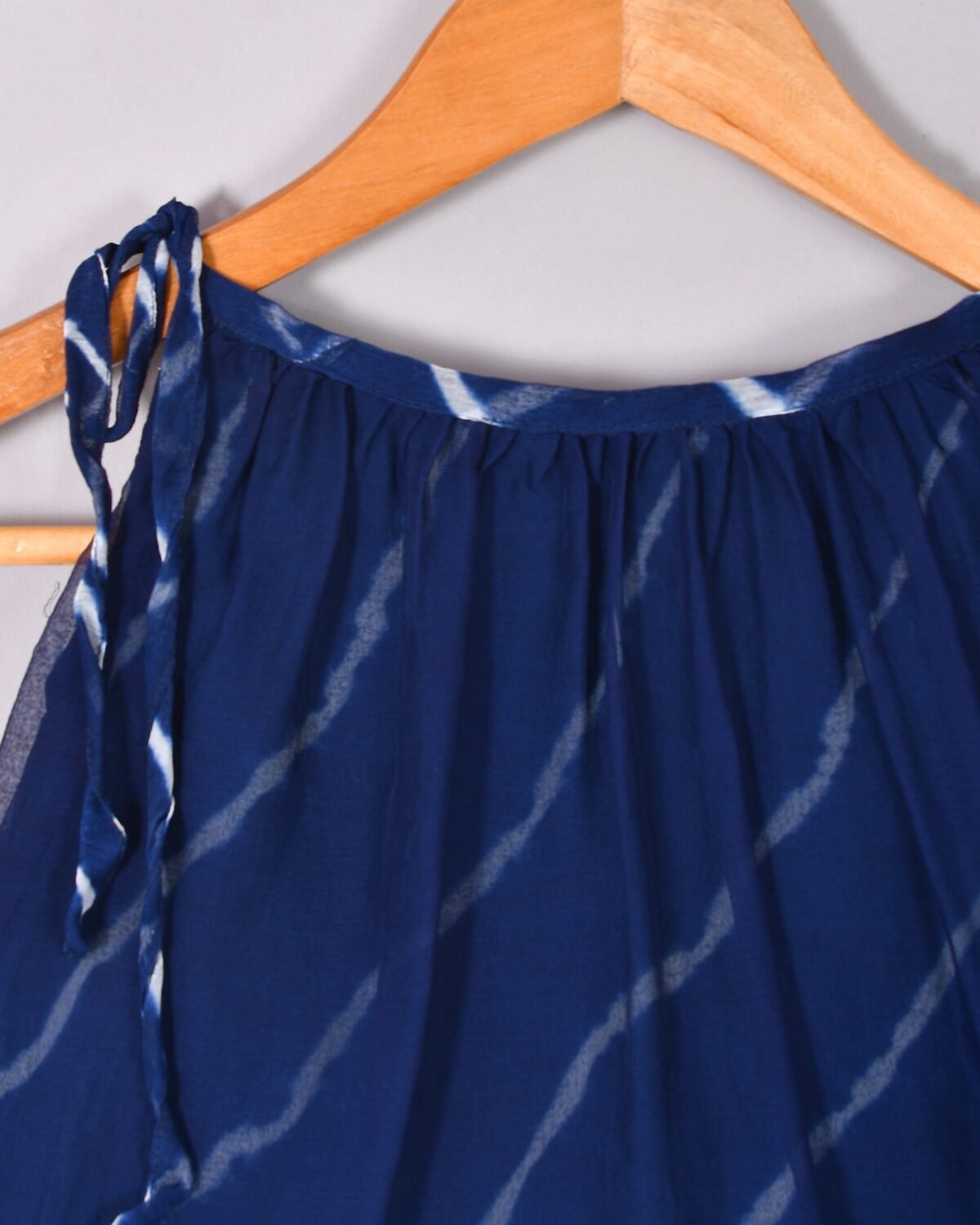 Blue leheriya double layered lehenga top set