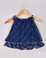 Blue leheriya double layered lehenga top set