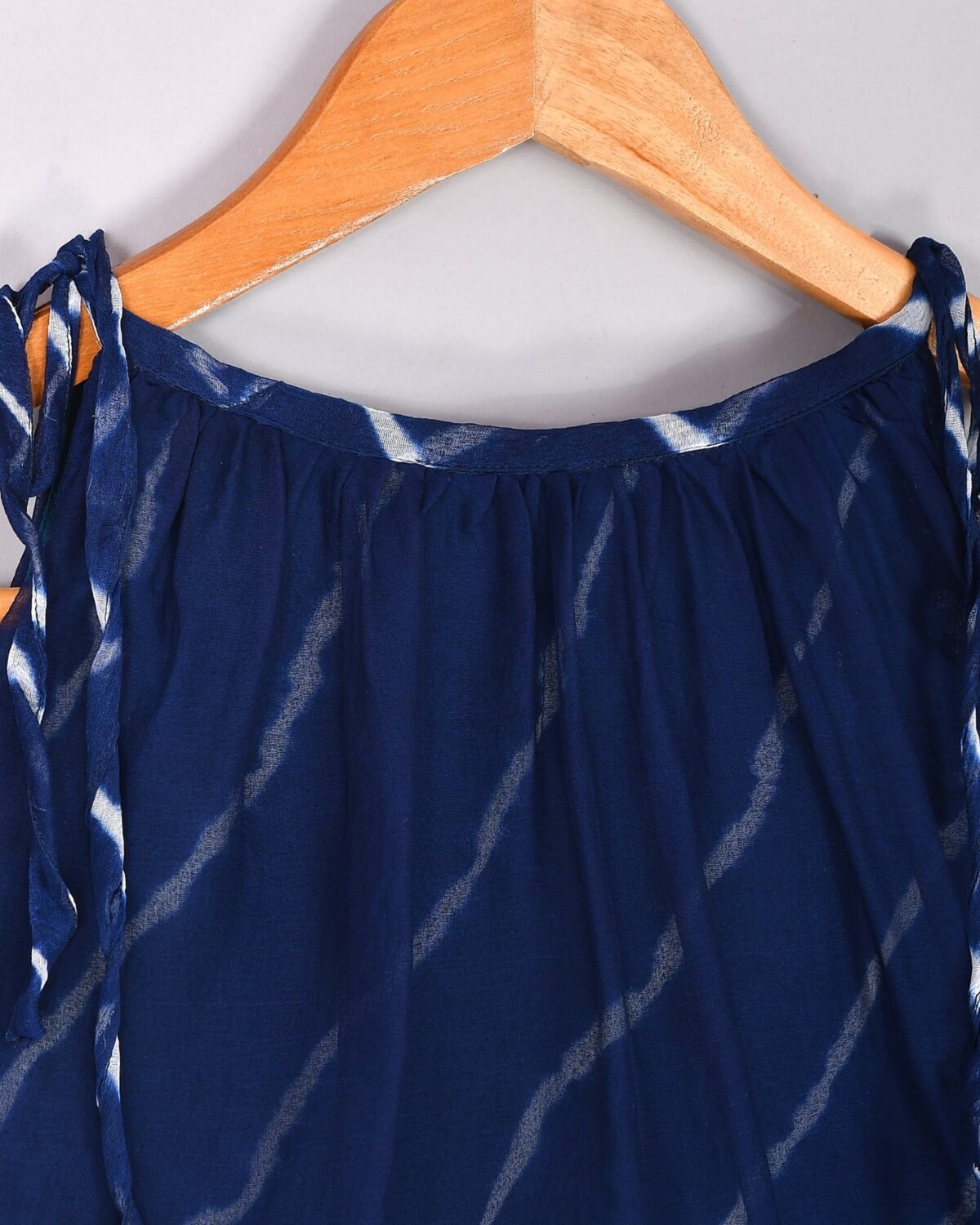 Blue leheriya double layered lehenga top set