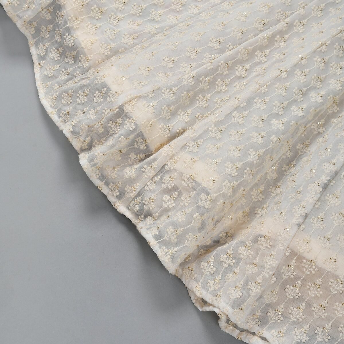 White chikankari lehenga top set