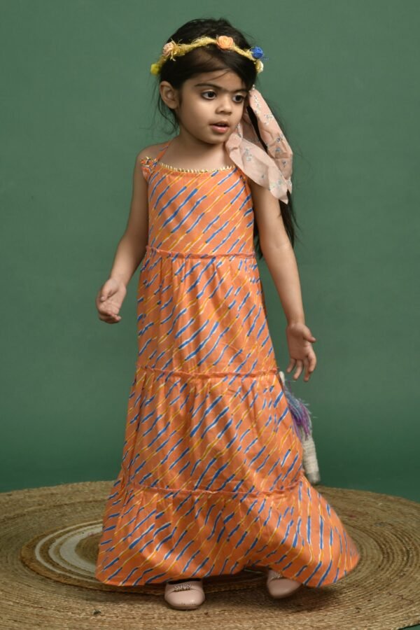 Peach leheriya ethnic tiered dress?
