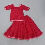 MAGENTA LEHERIYA KURTA LEHENGA SET