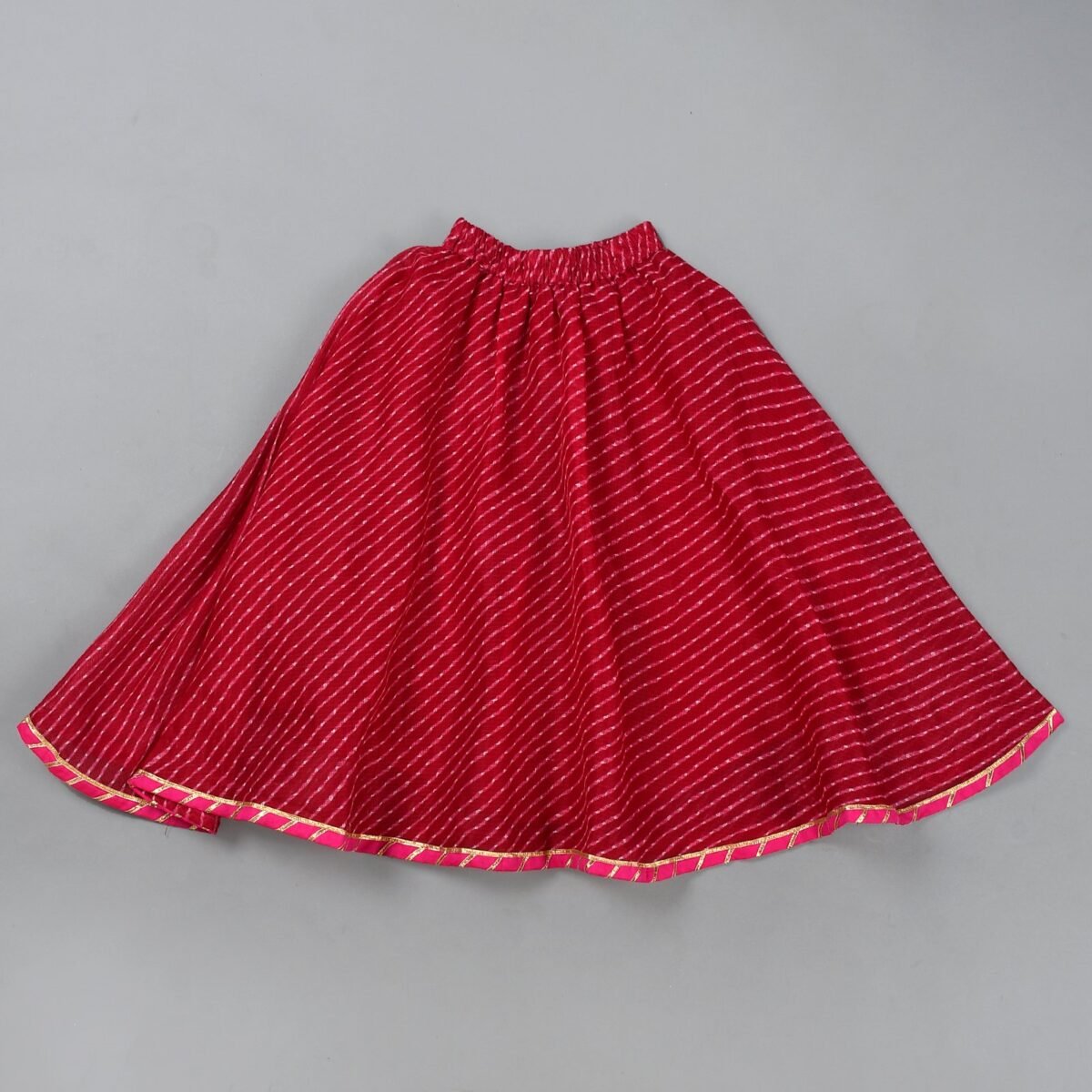 MAGENTA LEHERIYA KURTA LEHENGA SET