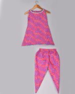 PINK LEHERIYA DHOTI KURTA SET